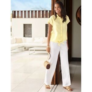 Talbots Nantucket Washed Linen Wide Leg Pants